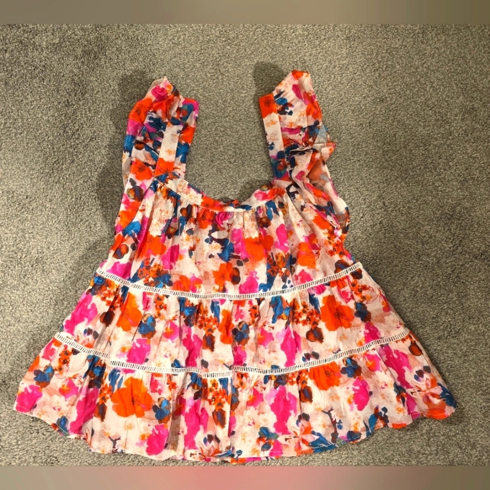 TCEC Floral Tiered Ruffle Top, NWOT - Picture 2 of 7
